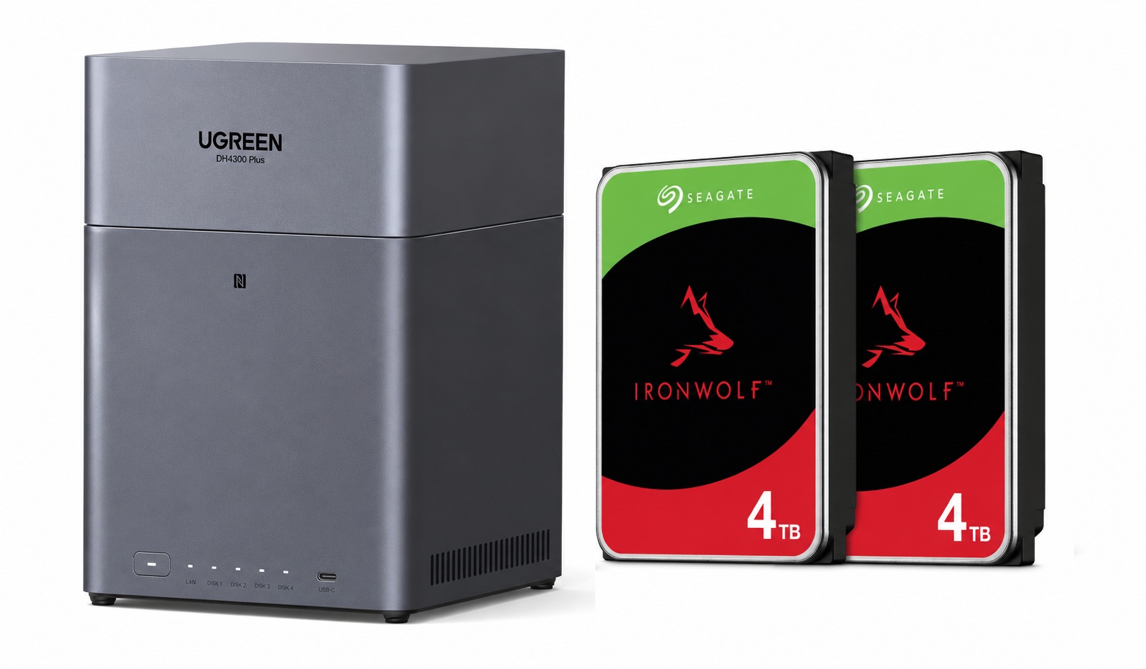 Ugreen DH4300 Plus Seagate IronWolf 8TB (2x 4TB)