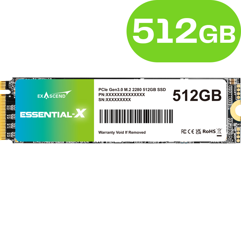 512GB Exascend Essential-X PCIe M.2 2280 SSD ES512GSSDM2NAU