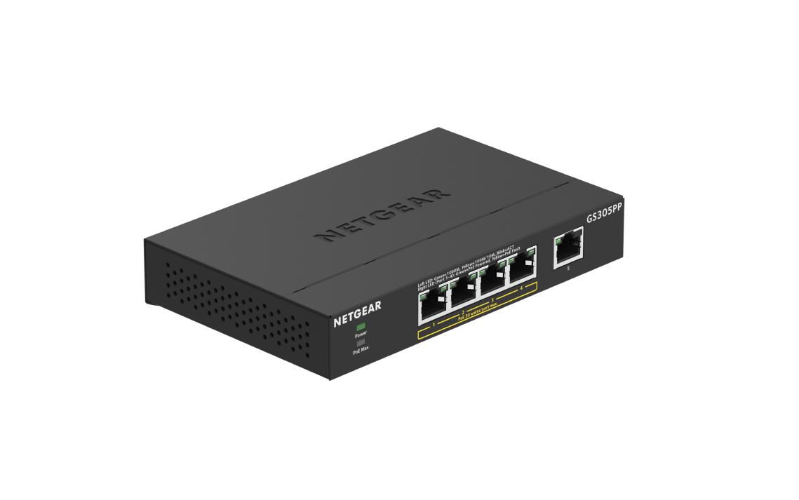 Netgear 5 port POE/POE+ GIGE Unmanaged Switch GS305PP-300EUS