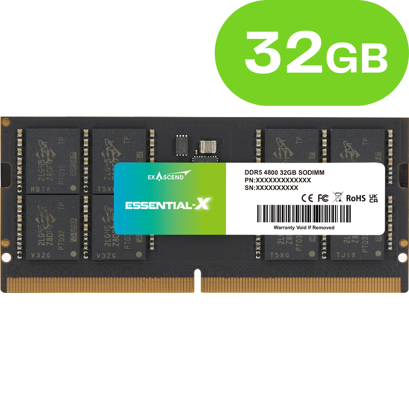 32GB Exascend Essential-X DDR5 SO-DIMM 4800MT/s