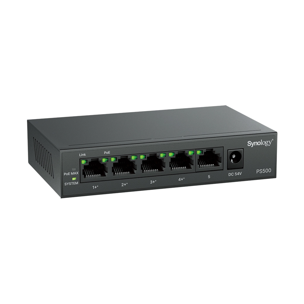 Synology 5-port unmanaged Gigabit PoE+ Switch PS500