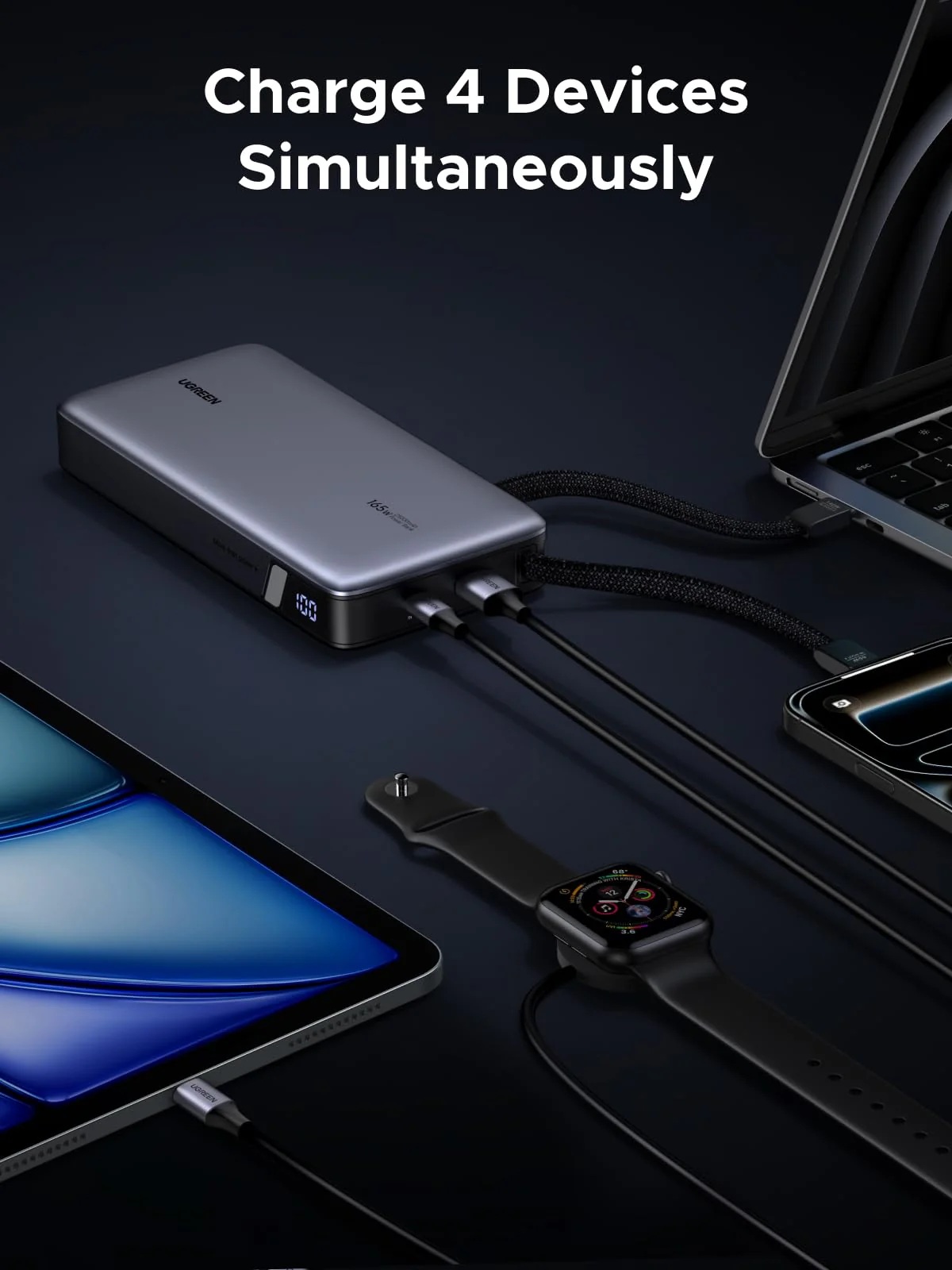 UGREEN 165W Power Bank with Built-in Cable