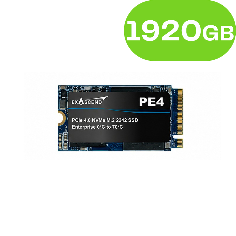 1920GB Exascend PE4 NAND Flash SSD Enterprise NVMe PCIe Gen4x4 M.2 2242 3D TLC