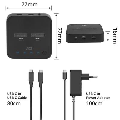 ACT M.2 NVMe/PCIe dual SSD docking clone station, USB-C 3.2 Gen2 AC1502