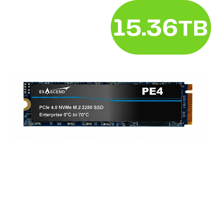 15360GB Exascend PE4 NAND Flash SSD Enterprise NVMe PCIe Gen4x4 M.2 2280 3D TLC