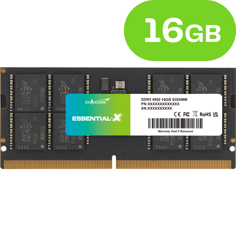 16GB Exascend Essential-X DDR5 SO-DIMM 4800MT/s