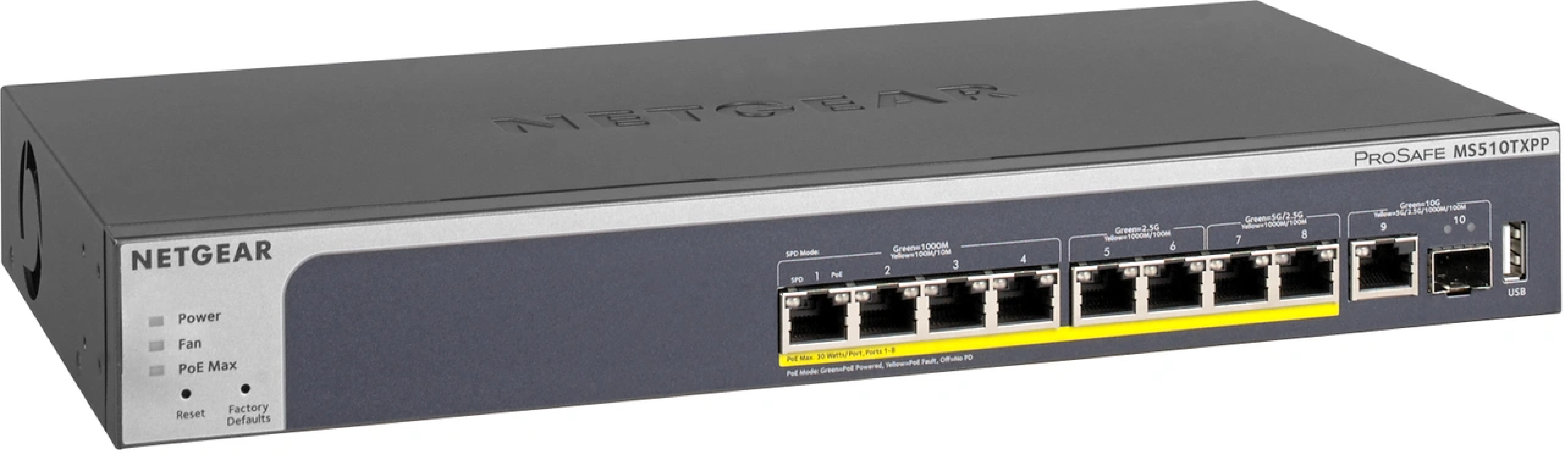 Netgear 10-Port Multi-Gb/10G Eth Switch Ultra60 PoE++ Smart Mngd MS510TXPP