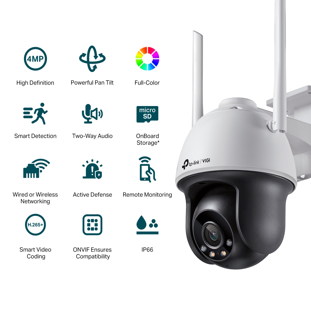 TP-Link 4MP Outdoor IP-Cam PT Network Camera VIGI C540-W(4MM)